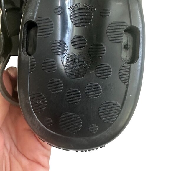 JIMMY CHOO Margot Black Gold Gladiator  Jelly Sandals size 37 / US 7 - Picture 7 of 11